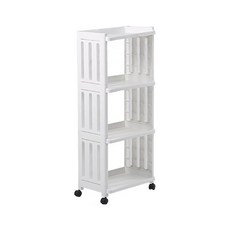 縫隙推車 窄置物架 隙縫收納架 4層 寬版 PP材質 底部萬向輪, 北歐白, 1個