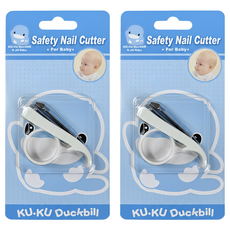 KU.KU Duckbill 酷咕鴨 幼兒安全指甲剪 特殊握把設計, 藍, 2個