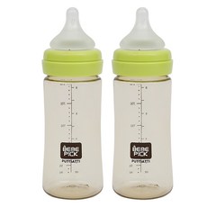PPSU奶瓶, M號(3~6個月), 綠色, 250ml, 2個
