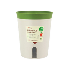 TELSLY 더블 레이어 플라스틱 화분 + 받침, 그린, 1개