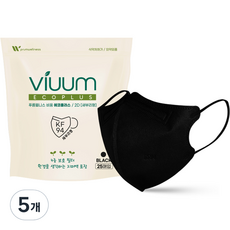 viuum 플러스 새부리형 마스크 대형 KF94, 25개입, 5개, 블랙