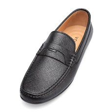 VONIN 男士Saffiano皮革U型鞋頭便士駕車樂福鞋 RXF014BK