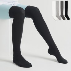 NO DESIGN 女款素色過膝長襪4件組