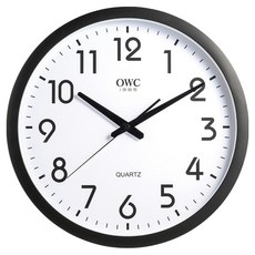 오더블유씨 빅사이즈 심플 오피스 벽시계 OT625PB, 블랙