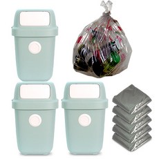 올리빙 도트 분리수거함 60L x 3개 + 전용비닐 100매, 민트