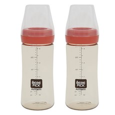 PPSU奶瓶, 無奶嘴, 珊瑚橘, 250ml, 2個