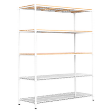 dayneeds 日需百備 松木 烤漆架 鐵力士架 收納層架 鞋架 展示架 1個, 白框 + 原木