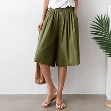 앤드스타일 여성용 라브엔 5부 와이드 팬츠 241234