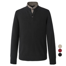 INDIAN 男款Eri兩件式單色羊毛混紡襯衫領針織衫 MIEBP5F8321