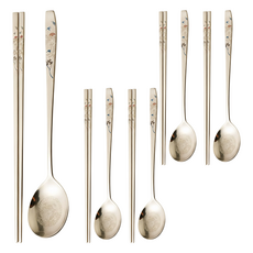 TABLE Art. 國產十長生餐具組, 1套, 湯匙 + 筷子, 金色