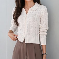 루나걸 여성용 시티밸 카라 집업 니트 L24FKN081011