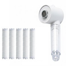 白紙生活 安心水槽過濾蓮蓬頭 + 濾芯5入組, 1套