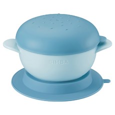 Simba 小獅王辛巴 美味漢堡吸盤碗 6個月以上, 防塵蓋 + 碗 + 吸盤, 晨藍, 1組