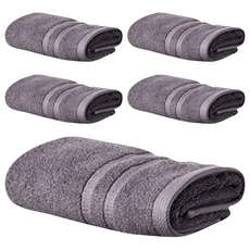 SOFT TOUCH Bath&Living 毛巾 160g 30支 棉紗, 灰色, 5條