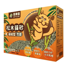 CAT'S JOY 喜樂貓 凝結型松木貓砂, 竹炭, 7L, 天然除臭抗菌, 99.5%無粉塵, 可沖馬桶, 1盒
