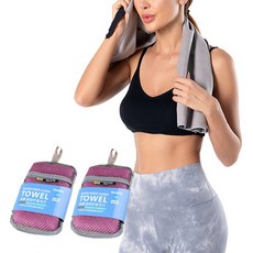ZBIBI 登山旅行用運動濕式毛巾 附收納袋, 紫色, 2個
