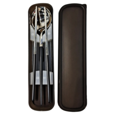 Caldo 卡朵生活 靜音餐具2件組 D184, 湯匙 + 筷子, 黑色, 1組