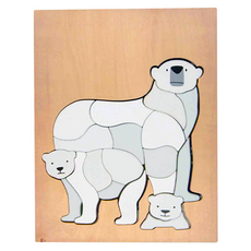 eguchitoys 動物拼圖 木質立體拼圖 北極熊, 25x20x2.5公分, 台灣製造, 1盒