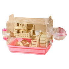 原木風透明倉鼠籠, 1個, 粉色