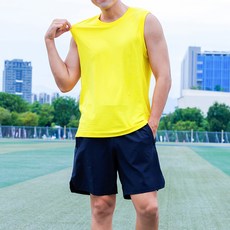 CHEAUCHI 巧奇 男款無袖背心酷跑衣 CH-BOW109, M, 櫻草黃