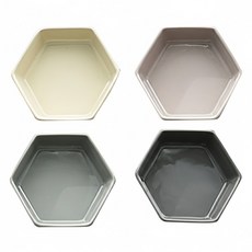 PRELUDE 六角形醬料碟 1組 陶瓷材質 適用於食品接觸用途, 粉色+米白色+淺灰色+深灰色