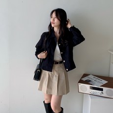 피어니스트 여성용 심플 오버핏 빅포켓 자켓