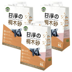 甘淨 桐木凝結貓砂 迷迭香 6L, 100%純天然桐木顆粒, 輕巧易凝結, 可沖入馬桶, 氣味佳, 桐木迷迭香, 3袋
