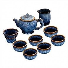 窯變茶具禮盒套裝 龍壺 + 公道杯 + 茶濾, 龍壺 + 公道杯 + 茶濾 + 6個茶杯, 1組