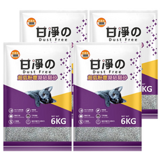 甘淨 超低粉塵凝結貓砂, 6KG, 99.9%無粉塵, 無毒害, 凝結力佳, 無香味, 4包
