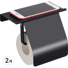 12라운드 스텐 다용도 휴지걸이, 블랙, 2개