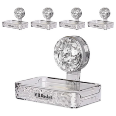 川紋吸盤肥皂架 透明色 5個 免打孔吸盤設計 浴室收納好幫手