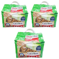 Cat's Best 經典凝結木屑砂 紅標, 100%天然德國杉木, 無粉塵, 3倍快速效吸附水分和臭味, 4.3kg, 3包, 原味