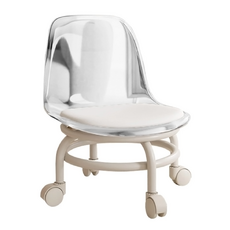 萬向輪矮凳 椅背款, 3款x11色, 防水耐磨皮革, 靜音360°萬向輪, 透明, 1個