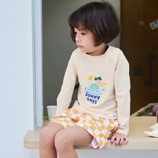 IAMBEBE 兒童格紋衝浪褲防磨衣套裝
