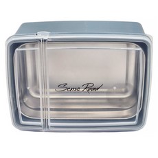 三榮 SENSROAD 掀蓋式不鏽鋼餐盒 含上蓋長18.5x寬14.3x高7.5cm, 1組, 藍莫蘭