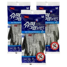 쓰리엠 NBR 폼 코팅 슈퍼그립 노컷5 장갑, GRAY, 3개