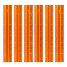Deli Nusain 鋁製便攜式雙面刻度直尺 15cm, 橘色, 6個