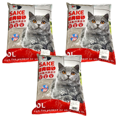 SAKE 經典貓砂, 含除臭/抗菌成分, 6kg, 3包, 海洋玫瑰