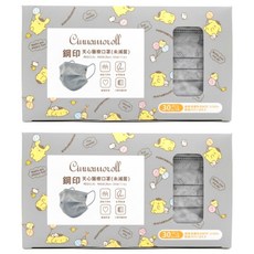 MITENXIN 天心生醫 醫療口罩 三麗鷗情境鋼印口罩 175 x 95mm, 卡其灰, 30片, 2盒