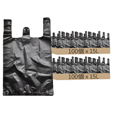 bukuk 一般超市塑膠袋 4號 黑色, 200個, 15L