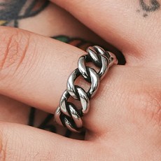 노이드비 남성용 써지컬스틸 링크체인 오픈 주물 유화 반지