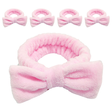 SolRoom 蝴蝶結洗臉髮帶, 寶寶粉, 5個
