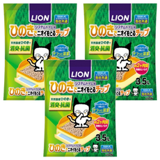 LION 獅王 雙層貓砂盆專用檜木砂 3.5L 天然檜木 消臭抗菌, 3袋