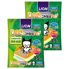 LION 獅王 雙層貓砂盆專用檜木砂 3.5L 天然檜木 消臭抗菌, 2袋