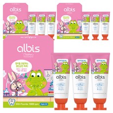 알비스 불소함유 어린이치약 라즈베리향, 75g, 9개