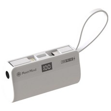 Meet Mind PD/QC 直插式行動電源，數位電量顯示，Type-C+蘋果兩用，支持最新i15，隱藏手機支架, PB5000, 白色