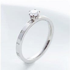 노이드비 여성용 써지컬스틸 큐빅포인트 로마숫자 각인 반지