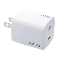 Kinyo 氮化鎵雙孔充電器 40W, PDCB-140, 1個