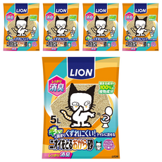 LION 獅王 除臭豆腐砂 5L, 易溶於水 可沖馬桶, 5包