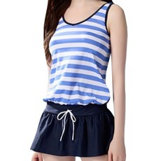 Summer love 夏之戀 大女連身裙二件式 S23706, 藍白條紋